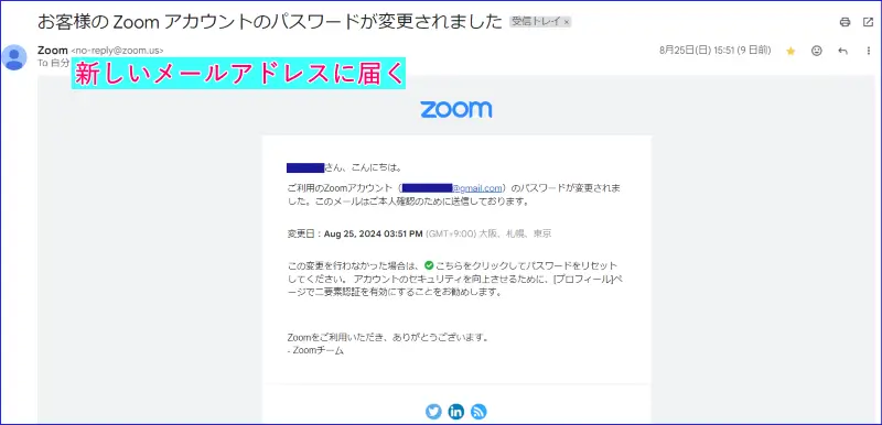 パスワード設定変更メール通知