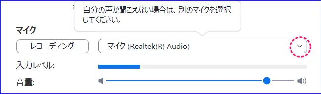 Zoomアプリマイク設定