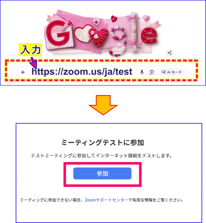 Zoomテストミーティングへのアクセス

