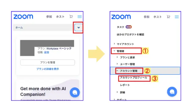 スマホZoomウェブポータル