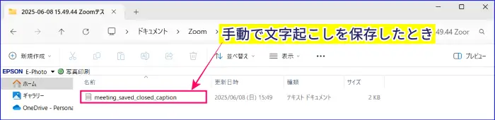 Zoom文字起こし手動保存