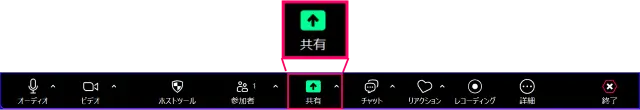 Zoom画面共有ミーティングコントロール