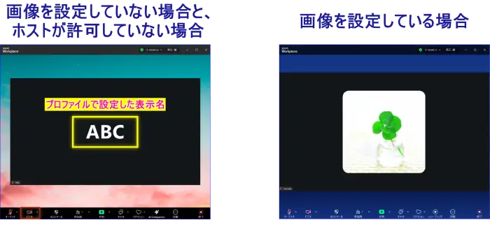 ZoomビデオOFF時のパネル表示