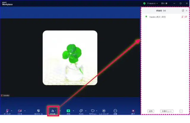 Zoom画面参加者表示