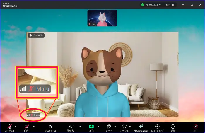 Zoom画面通信状態確認