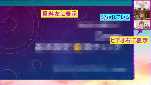 Zoom画面共有時のビデオ録画ありの設定、オプション左右表示ありの録画表示