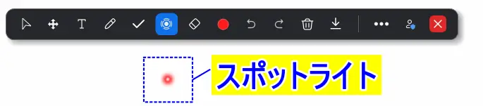 注釈ツールスポットライトの表示、見え方
