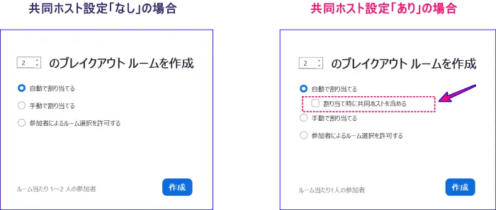 Zoomブレイクアウトルームの割り当てに共同ホストを含めるか選択する方法