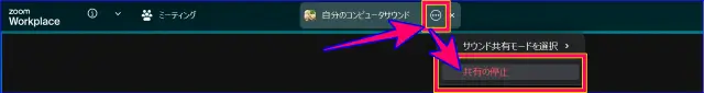 Zoom特殊な画面共有の共有停止方法