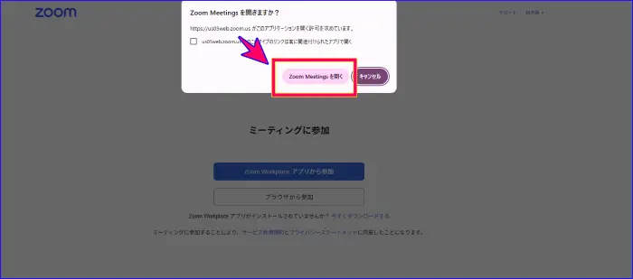 Zoom入室時の起動画面