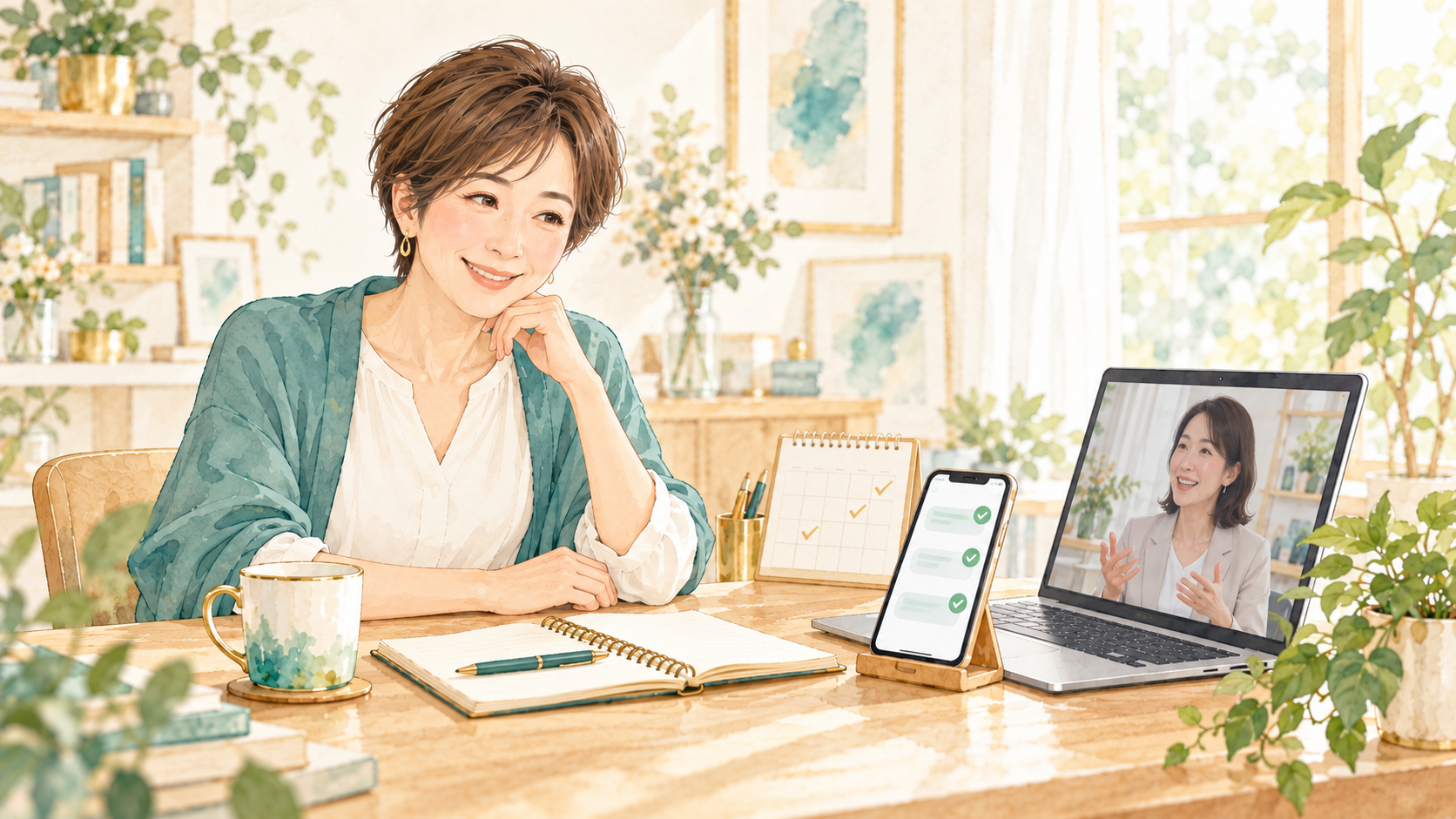 配信を自動化し、ゆとりを持ってお客様の話を聞く女性のイメージ